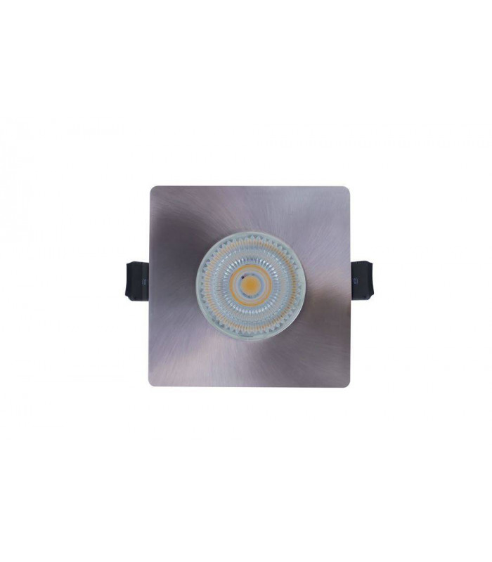 LED Fire Rated Static Downlight Recessed Spotlight Square GU10 Holder Satin Nickel IP65