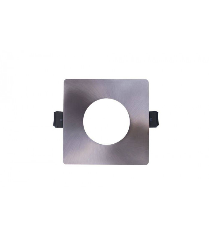 LED Fire Rated Static Downlight Recessed Spotlight Square GU10 Holder Satin Nickel IP65
