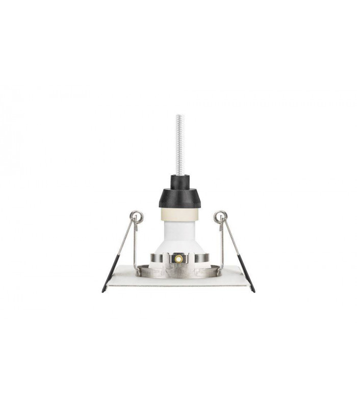 LED Fire Rated Static Downlight Recessed Spotlight Square GU10 Holder Satin Nickel IP65