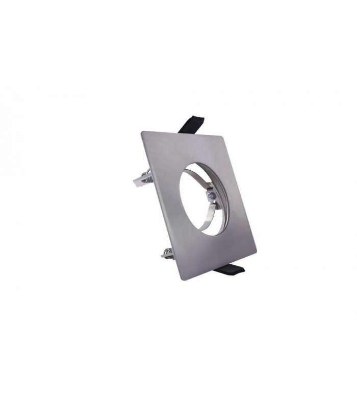 LED Fire Rated Static Downlight Recessed Spotlight Square GU10 Holder Satin Nickel IP65