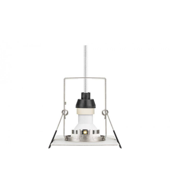 LED Fire Rated Static Downlight Recessed Spotlight Square GU10 Holder Bracket Satin Nickel IP65