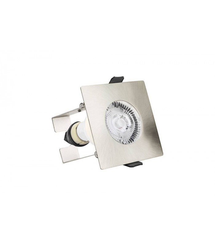 LED Fire Rated Static Downlight Recessed Spotlight Square GU10 Holder Bracket Satin Nickel IP65
