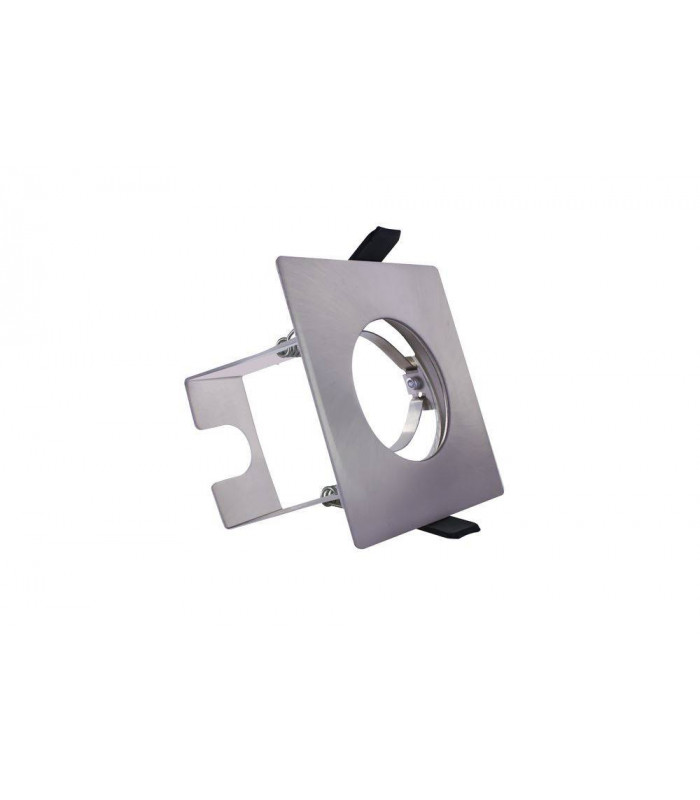 LED Fire Rated Static Downlight Recessed Spotlight Square GU10 Holder Bracket Satin Nickel IP65