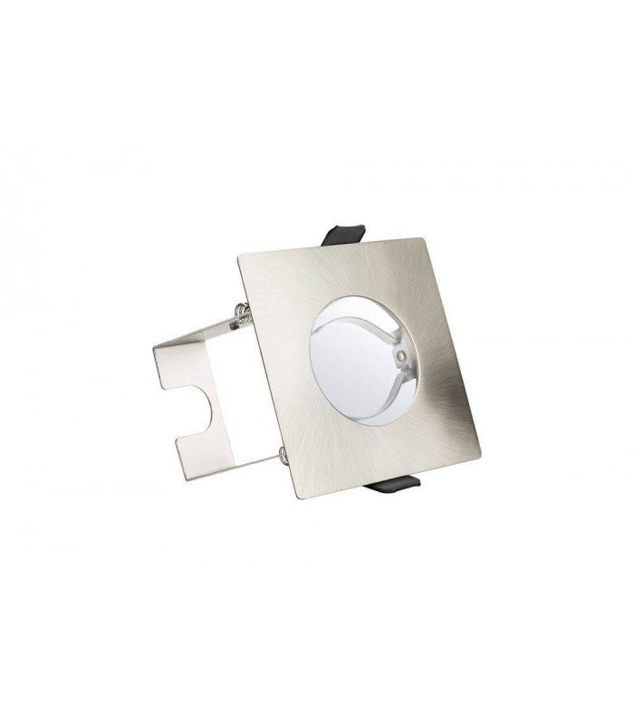 LED Fire Rated Static Downlight Recessed Spotlight Square GU10 Holder Bracket Satin Nickel IP65
