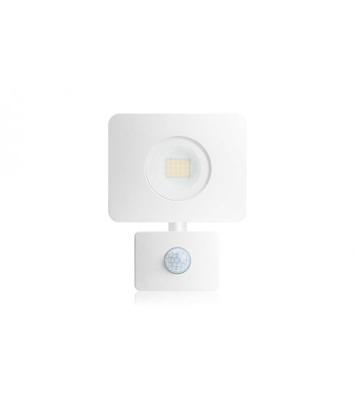 LED Floodlight 20W 4000K 1800lm PIR Sensor Matt White  IP64