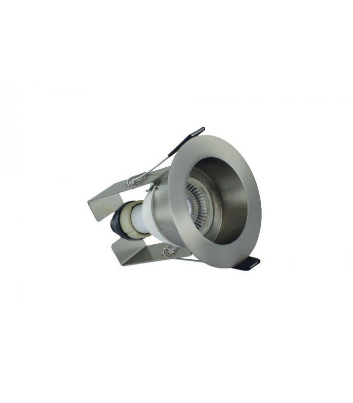 LED Fire Rated Downlight Recessed Insulation Guard / GU10 Holder Satin Nickel IP65