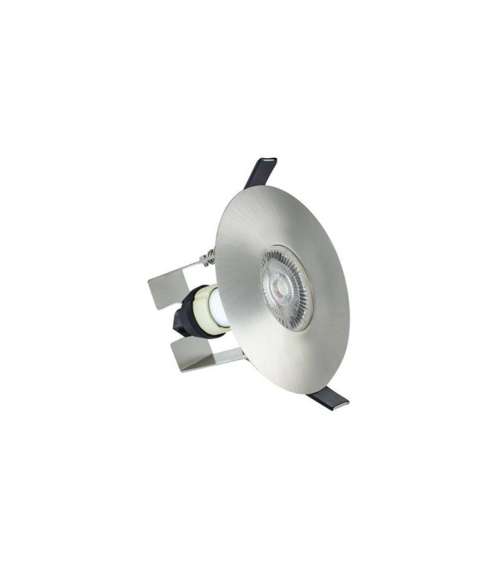 LED Fire Rated Downlight Round Insulation Guard / GU10 Holder Satin Nickel IP65