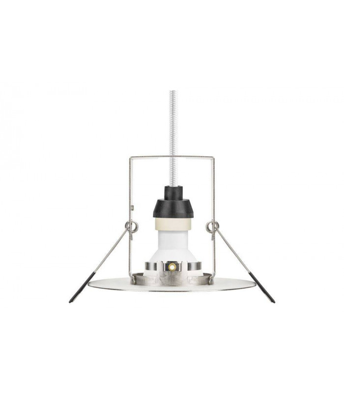 LED Fire Rated Downlight Round Insulation Guard / GU10 Holder Satin Nickel IP65