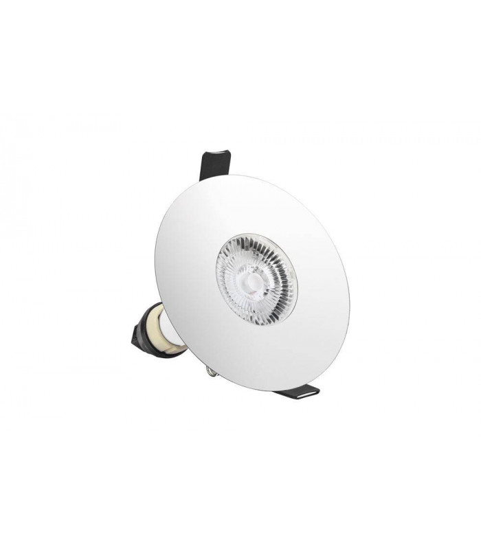 LED Round 70 100mm cut out Fire Rated Downlight Polished Chrome IP65, GU10