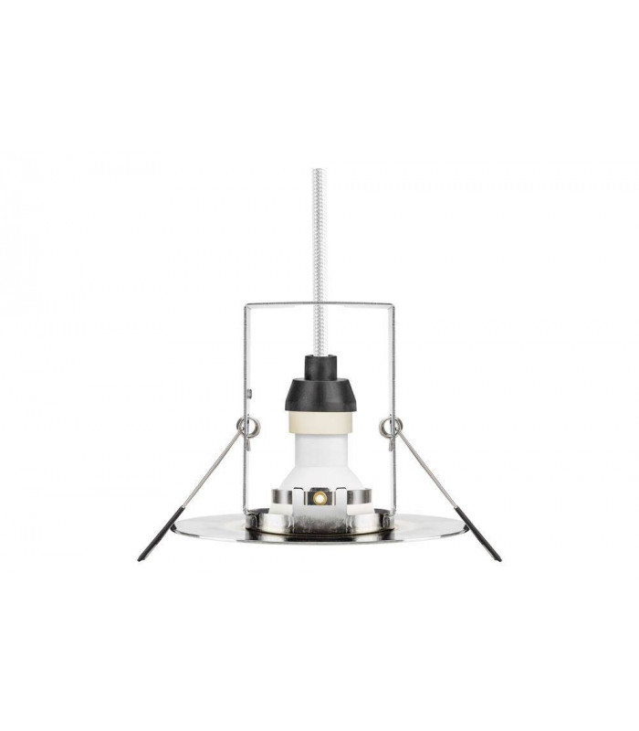 LED Round 70 100mm cut out Fire Rated Downlight Polished Chrome IP65, GU10