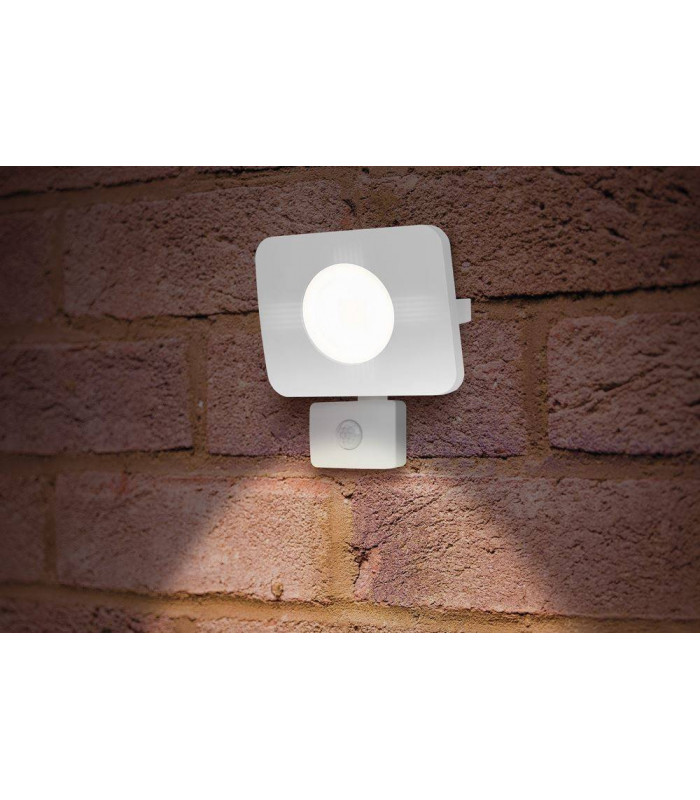 LED Floodlight 30W 4000K 2700lm PIR Sensor / Override Matt White IP64