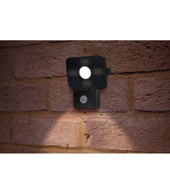 LED Floodlight 20W 4000K 1800lm PIR Sensor / Override Matt Black IP64