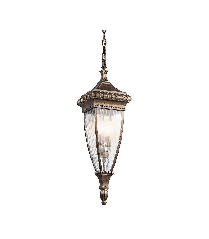2 Light Outdoor Ceiling Chain Lantern Brushed Bronze, E14