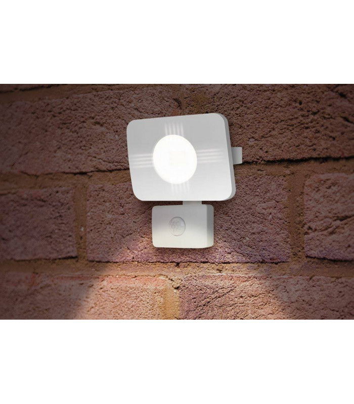 LED Floodlight 20W 3000K 1800lm PIR Sensor / Override Matt White IP64