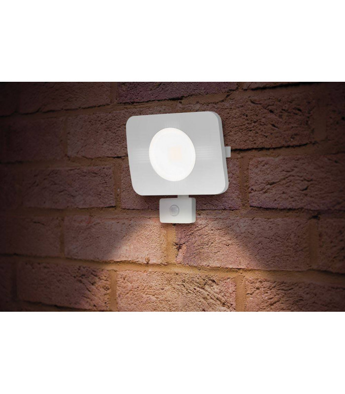 LED Floodlight 50W 3000K 4500lm PIR Sensor / Override Matt White IP64