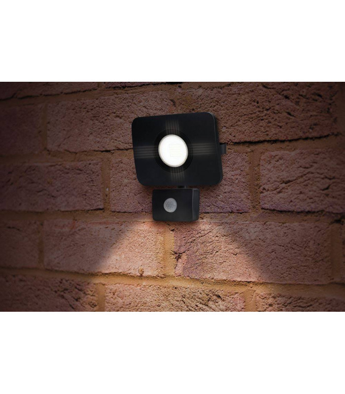 LED Floodlight 30W 3000K 2700lm PIR Sensor / Override Matt Black IP64