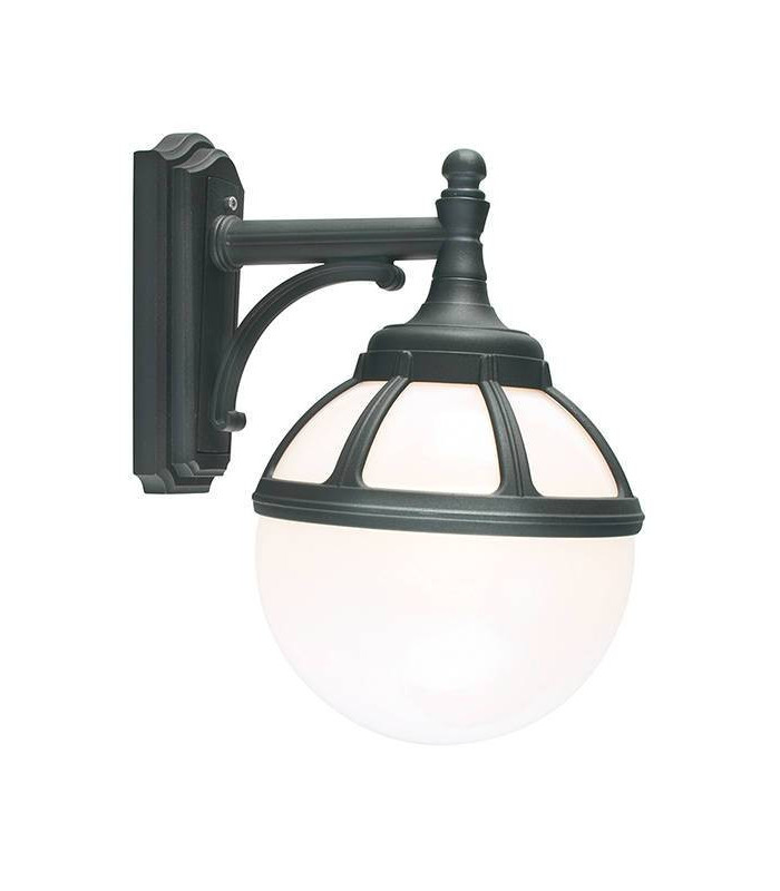 1 Light Outdoor Globe Wall Light Black IP54, E27