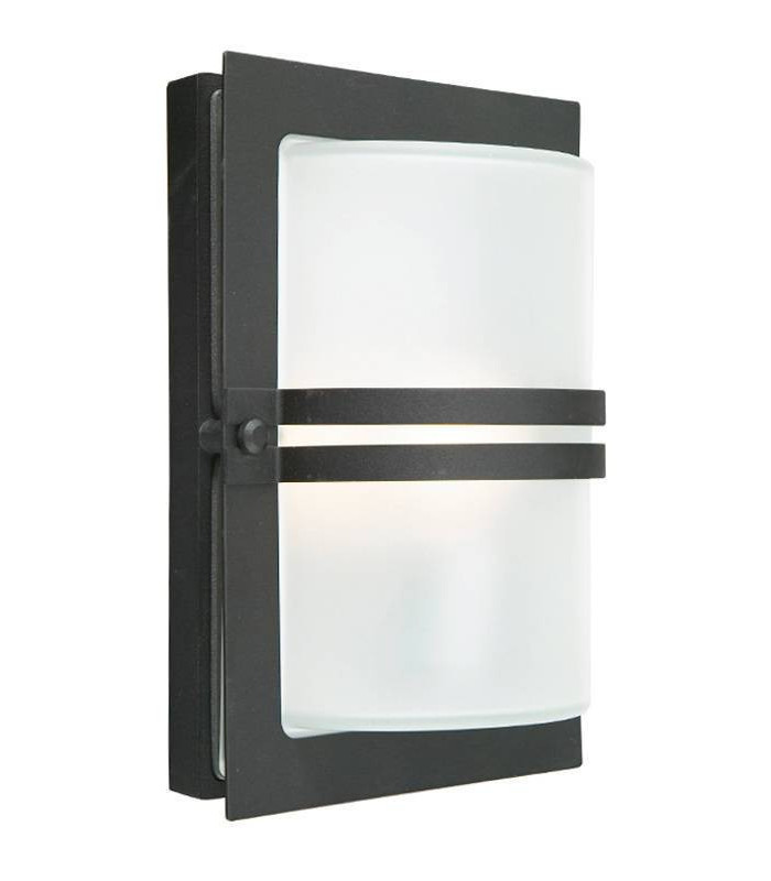 1 Light Outdoor Frosted Flush Wall Light Black IP54, E27