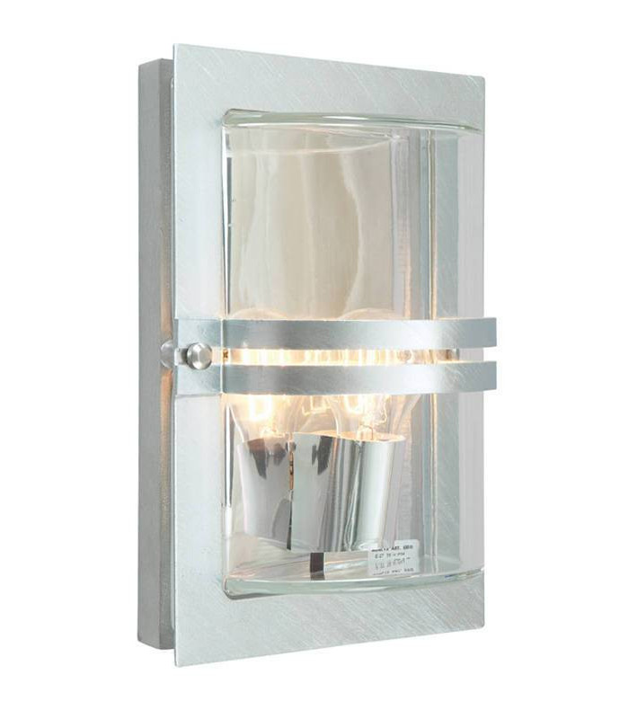 1 Light Outdoor Flush Wall Light Galvanised IP54, E27