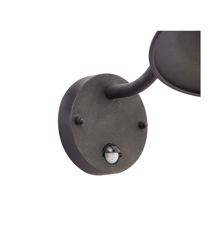 1 Light Outdoor PIR Wall Textured Black Paint, Glass IP44, E27
