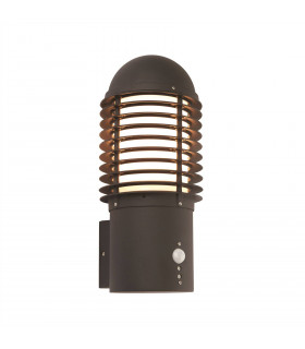 1 Light Outdoor PIR Wall Textured Black Paint, Opal Pc IP44, E27