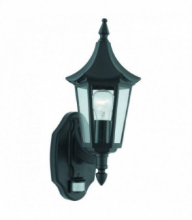 1 Light Outdoor Garden Wall Lantern Black with Motion Sensor IP44, E27