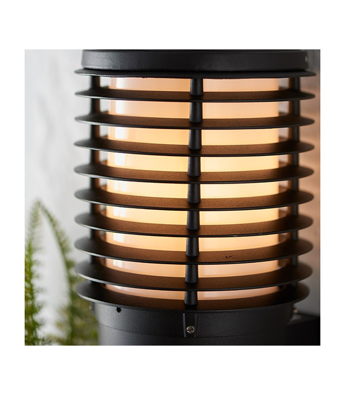 1 Light Outdoor PIR Wall Textured Black Paint, Opal Pc IP44, E27