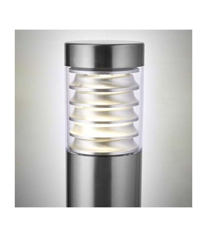 LED 1 Light Outdoor Coastal Bollard Light Marine Grade Brushed Stainless Steel IP44
