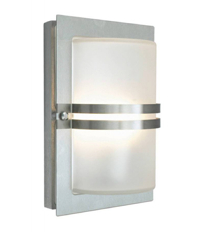 1 Light Outdoor Frosted Flush Wall Light Stainless Steel IP54, E27