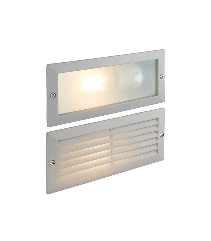 1 Light Outdoor Recessed Light Textured Grey, Frosted Glass IP44, E27