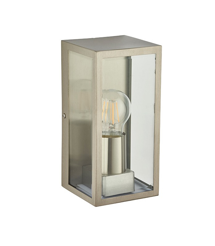 1 Light Outdoor Wall Light Brushed Stainless Steel, Glass IP44, E27