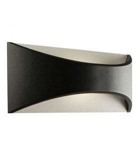 Integrated LED 1 Light Outdoor Up Down Wall Light Textured Matt Black, Opal IP65