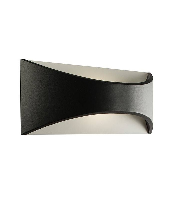 Integrated LED 1 Light Outdoor Up Down Wall Light Textured Matt Black, Opal IP65