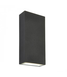 Integrated LED 2 Light Outdoor Up Down Wall Light Textured Dark Matt Anthracite, Glass IP44