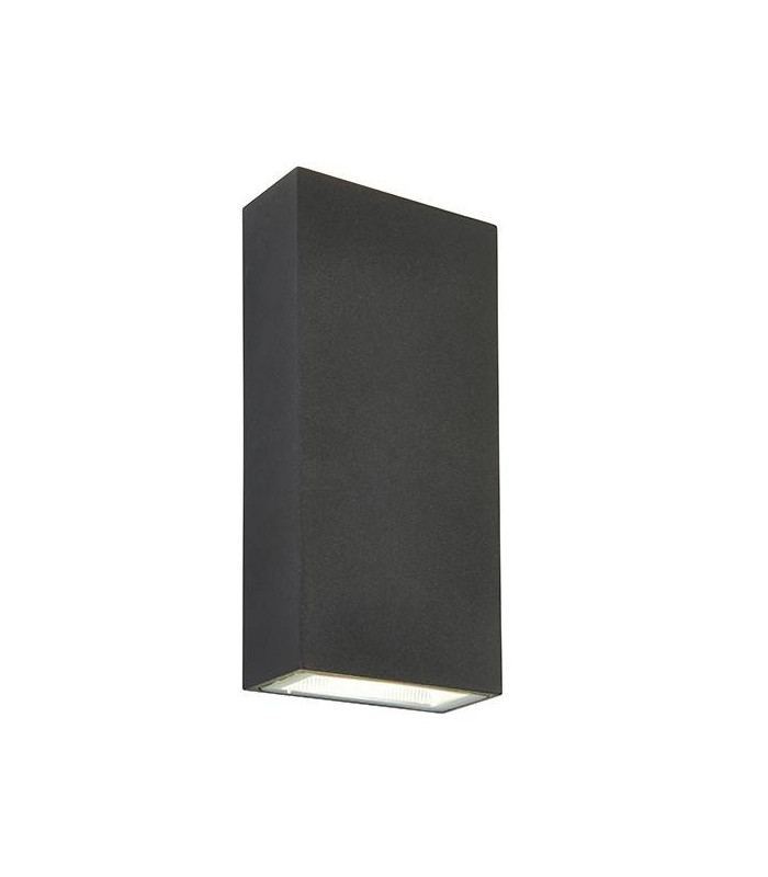 Integrated LED 2 Light Outdoor Up Down Wall Light Textured Dark Matt Anthracite, Glass IP44