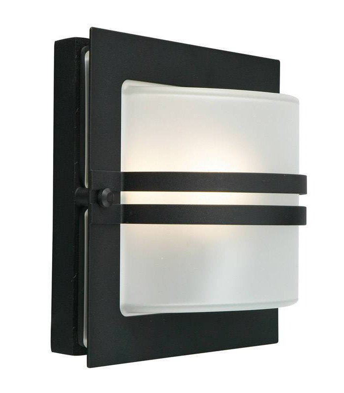 1 Light Outdoor Frosted Wall Light Black IP65, E27