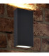 Integrated LED 2 Light Outdoor Up Down Wall Light Textured Dark Matt Anthracite, Glass IP44