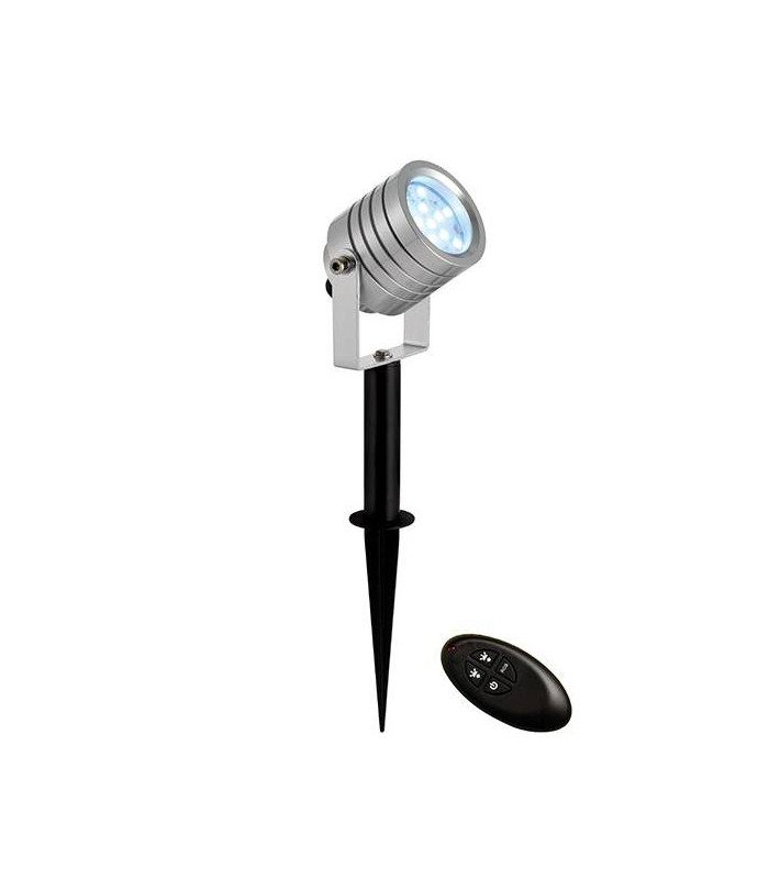 Integrated LED RGB 1 Light Outdoor Spike Light Silver Anodised, Abs Plastic IP65