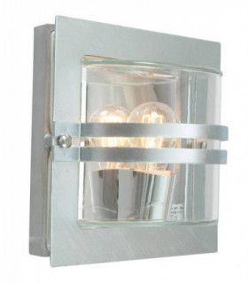 1 Light Outdoor Frosted Wall Light Galvanised IP65, E27