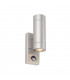 2 Light Outdoor PIR Up & Down Coastal Wall Light Marine Grade Brushed Stainless Steel, Glass IP44, GU10