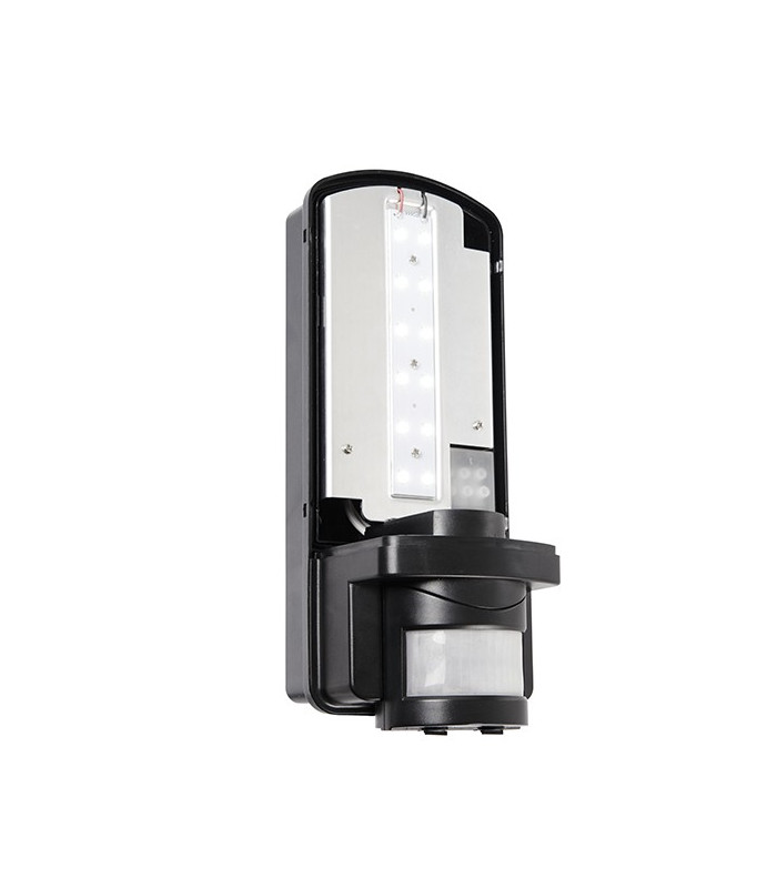 Integrated LED PIR 1 Light Outdoor Wall Light Frosted, Black IP44
