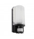 Integrated LED PIR 1 Light Outdoor Wall Light Frosted, Black IP44