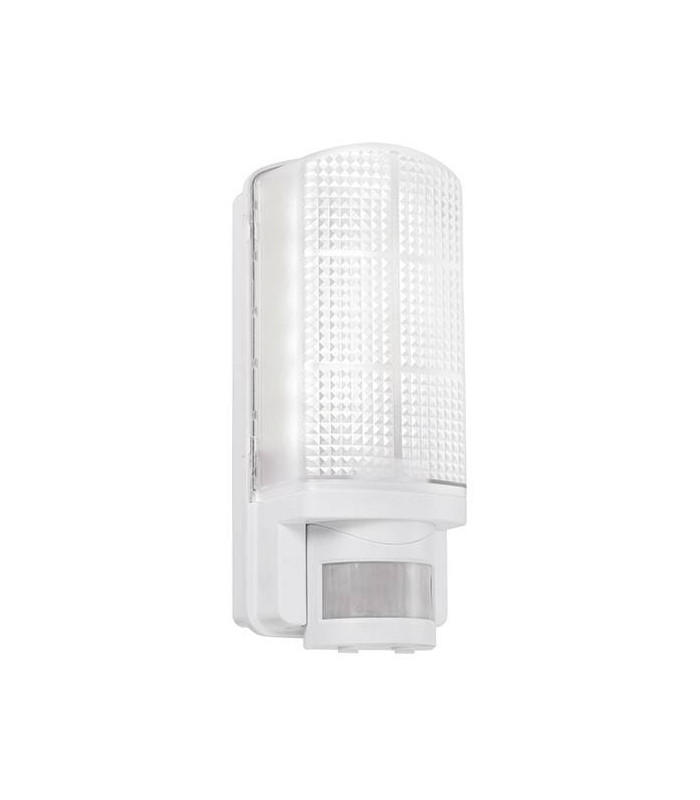 Integrated LED PIR 1 Light Outdoor Wall Light Frosted, Gloss White IP44