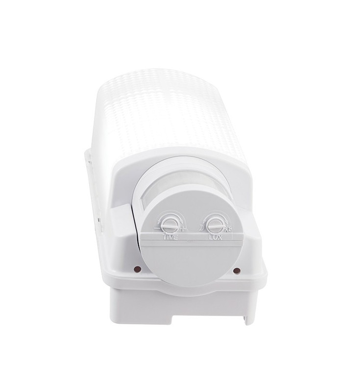 Integrated LED PIR 1 Light Outdoor Wall Light Frosted, Gloss White IP44