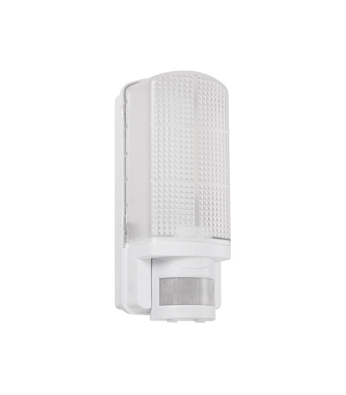 Integrated LED PIR 1 Light Outdoor Wall Light Frosted, Gloss White IP44
