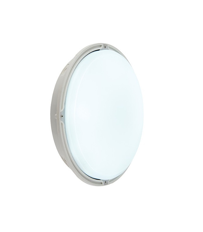 Integrated LED Emergency Outdoor Flush Light Gloss White, Opal IP65