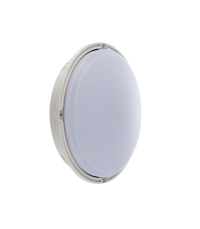 Integrated LED Microwave Emergency Outdoor Flush Light Gloss White, Opal IP65