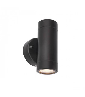 2 Light Outdoor Wall Light Matt Black, Glass IP44, GU10