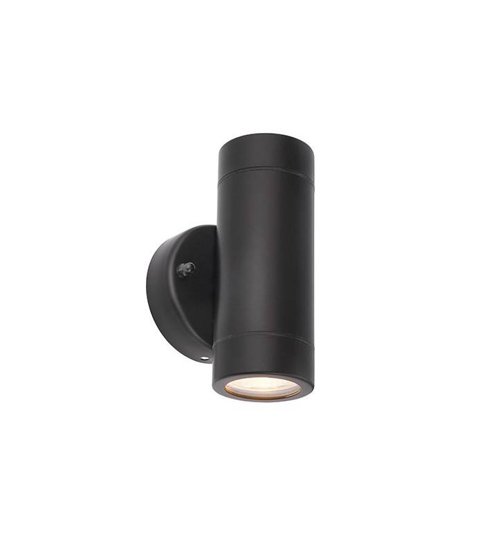 2 Light Outdoor Wall Light Matt Black, Glass IP44, GU10