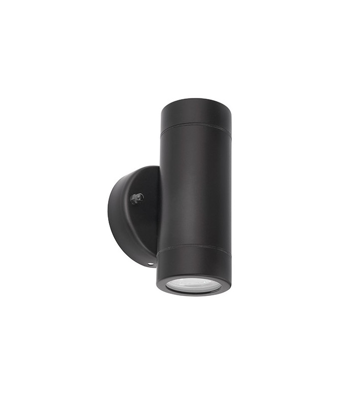 2 Light Outdoor Wall Light Matt Black, Glass IP44, GU10
